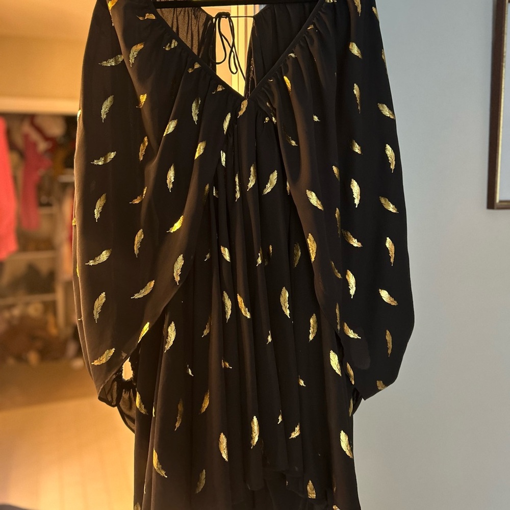 Tularosa Elegant Black Nola Dress with Gold Details